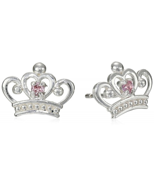 Disney Sterling Silver Crown Stud Earrings - C2114W90WUF