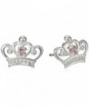 Disney Sterling Silver Crown Stud Earrings - C2114W90WUF