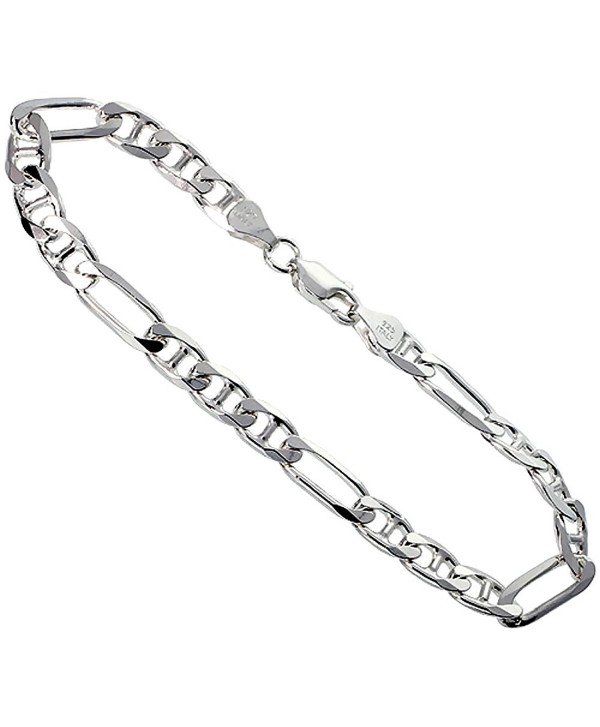 Sterling Silver Figarucci Link Chain Necklaces & Bracelets 6.6mm Beveled Nickel Free Italy- 7-30 inch - CL11279FTF5