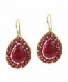 Mosaic Teardrop Reconstructed Red Coral Stone Handmade Brass Earrings - CM11N1ZK247