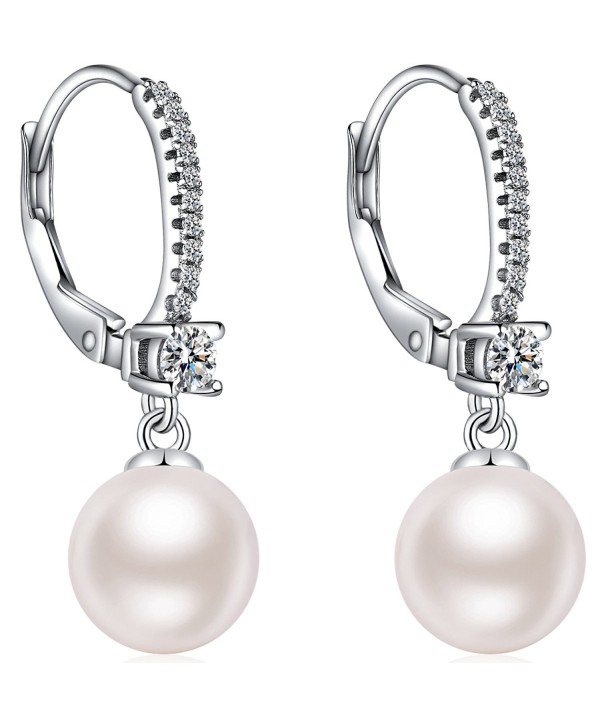 ZowBinBin Sterling Silver Imitation Pearl Drop Earrings - CK188QIM5MI