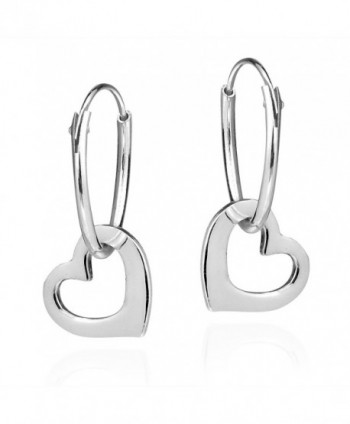 Sweet Love Dangle Heart .925 Sterling Silver Hoop Earrings - C612695Q6PJ