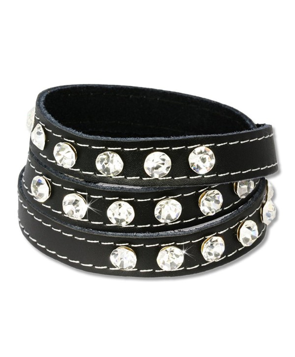 SilberDream leather bracelet black with Zirkonia- women- leather bracelet genuine leather LAP228S - CX116I2DQPR