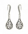 EVER FAITH Women's 925 Sterling Silver Bali Inspired Filigree Puffed Raindrop Dangle Hook Earrings - C512LIRMEKT