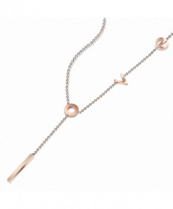 N.egret Rose Gold Love Lariat necklace jewelry chain for Women Y Style Long Chain Gift for Girl Teen Best Friend - C212O5JENV0