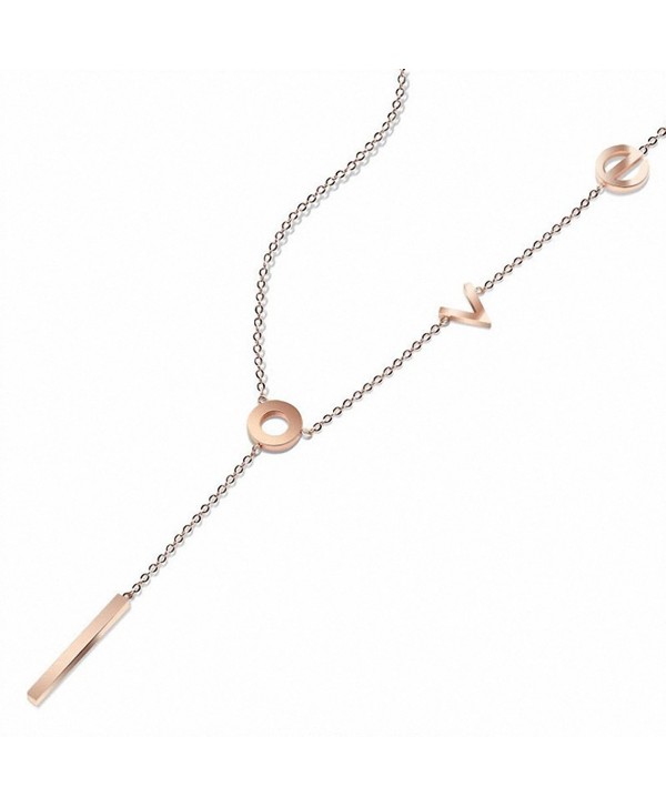 N.egret Rose Gold Love Lariat necklace jewelry chain for Women Y Style Long Chain Gift for Girl Teen Best Friend - C212O5JENV0