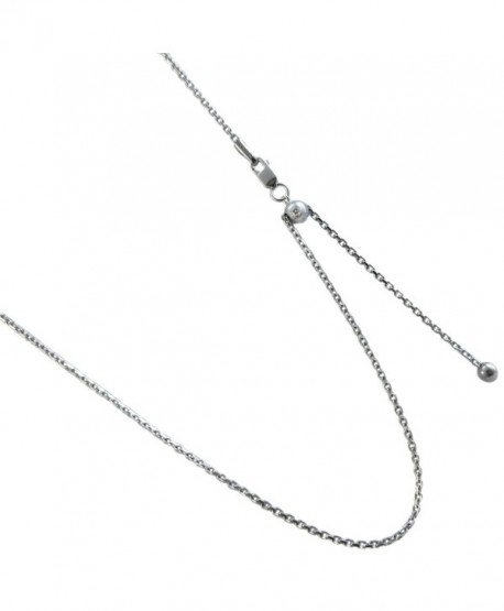 Adjustable 1.5mm Link Rolo Style Rhodium Over Sterling Silver Necklace. 24 Inches or Make It Shorter - C011XWX1ORH