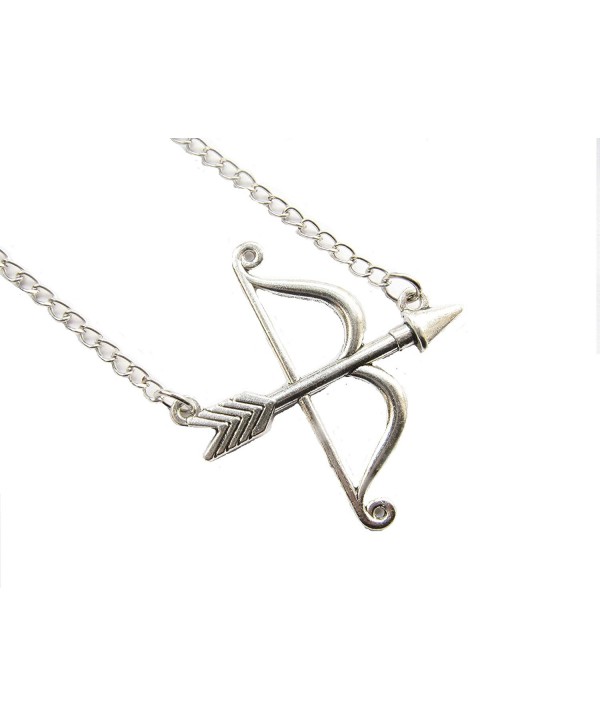 Antique Silver Bow and Arrow Necklace- Archery Gift- Archery Necklace-arrow and Bow Archery Charm Pendant - C512EOYL1RP