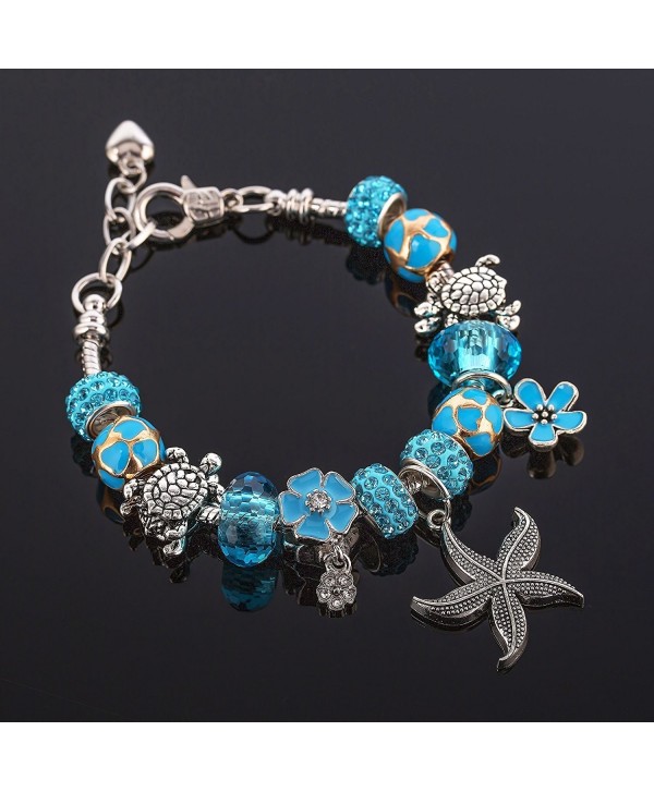 Ocean Blue Beaded Charm Bracelets for Friends Teen Girls Women Gifts ...