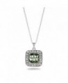 Army Wife Soldier Spouse charm Classic Silver Plated Square Crystal Necklace. - CU11MCHVRIZ