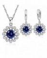JEMMIN Romantic Jewelry Set Beautiful Zircon Sun Flower Pendant Necklace Earrings - Blue - CE183ESYTD5