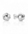 Sterling Silver Roped Edge Love Knot Stud Earrings - CM12M0TNAVF