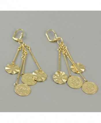 Yellow Plated Dangle Leverback Earrings in Women's Drop & Dangle Earrings