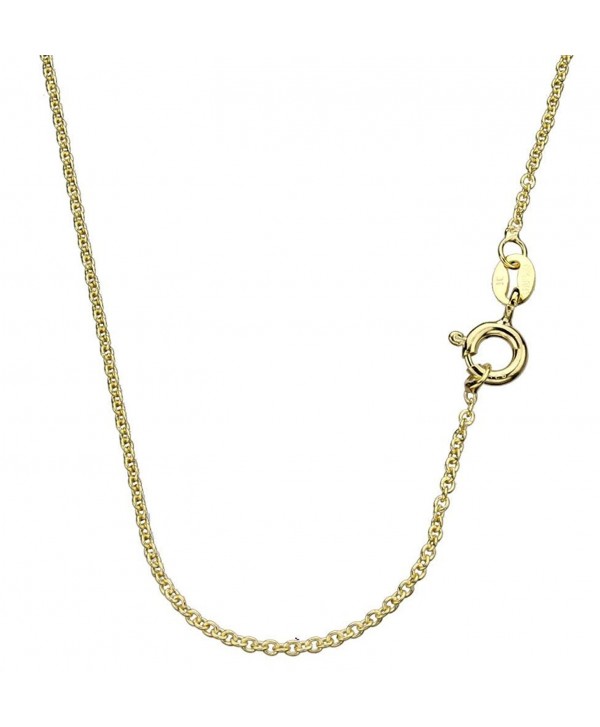 18k Gold-Flashed Sterling Silver 1.3mm Fine Cable Nickel Free Chain Necklace Italy 14" - 24" - CL11JK6J9TZ