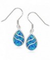 Beaux Bijoux 925 Sterling Silver Created Blue Opal or Abalone Wave Design Teardrop Earrings - blue opal - CX121NPI36Z