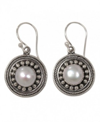 NOVICA White Cultured Mabe Pearl .925 Sterling Silver Dangle Earrings- 'Moonlight Dance' - C017YUD0E3R