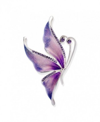 Silver Plated Butterfly Swarovski Crystal Rhinestones Enamel Paint Brooch Pin Jewelry for Women Girls - C8185ANE852