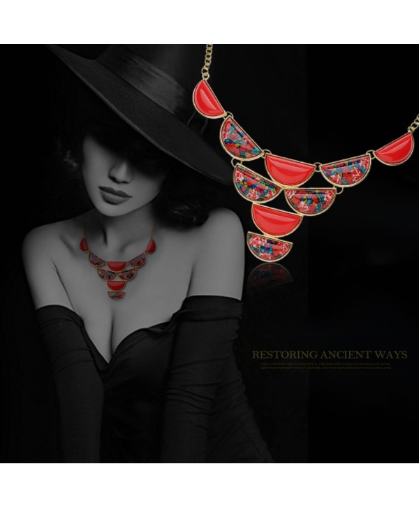 Elegant Colorful Butterfly Necklace Earrings - vintage Red - C0124CCQMMX