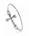 CHUANGYUN Rhinestone Heart Cross Bracelet Bangle Easy Open Bangle God Bless You - Silver - C8182KE9MGZ