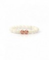 Shinus Semi Precious Handmade Stretch Bracelet - White Jade-2Rose Gold - CC12MCCK6LD