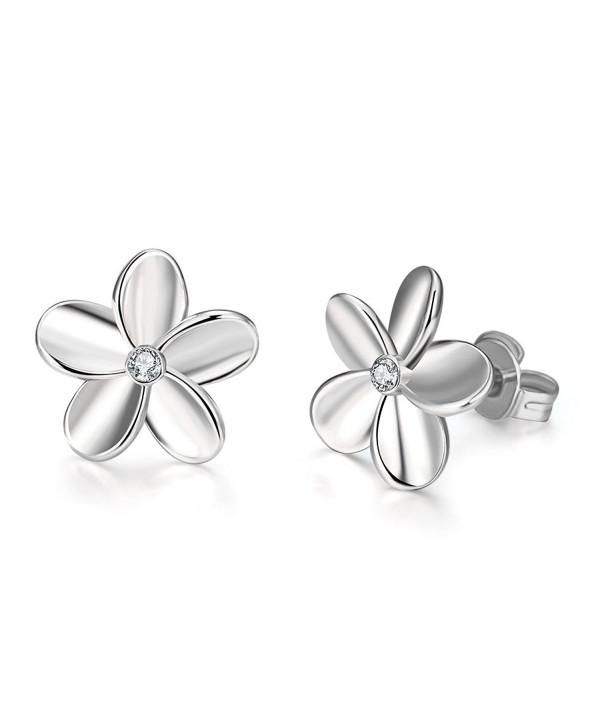 ImSky Earrings Sets for Women Flower Shaped Ear Studs White Gold Plated Jewellery - CQ180O7IYU4