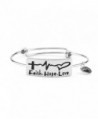 Expandable Bangle Personalized Bracelet for Women Gifts Electrocardiogram Faith Hope Love Encourage - Silver - C0187ZTKL0X