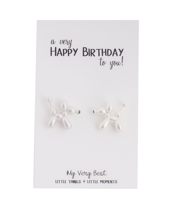 My Very Best Cute Balloon Dog Stud Earrings - white - CZ185GRI9N7