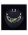 Hamer Women's Multi-color Statement Choker Necklace and Earrings Sets Vintage Jewelry for Women - Green - CH12E8H1MV3