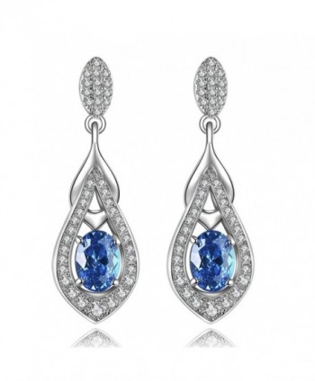 925 Sterling Silver CZ Teardrop Stud Dangle Earrings Made with Crystals - C0187URZ8L5