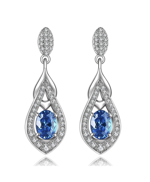 925 Sterling Silver CZ Teardrop Stud Dangle Earrings Made with Crystals - C0187URZ8L5
