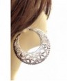 Large Hoop Earrings Filigree Puffed Hoop Earrings Gold or Silver Tone 3 Inch Hoops - C512CAKMCNV