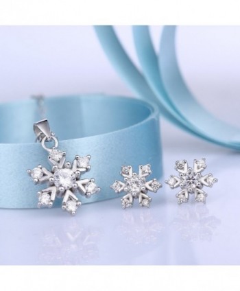 BriLove Sterling Zirconia Snowflake Necklace