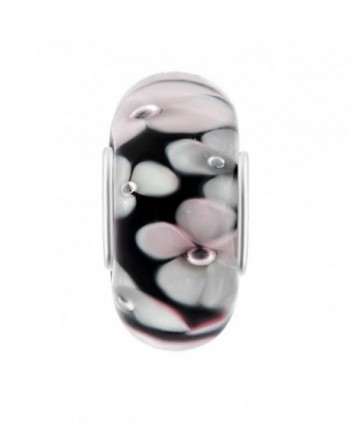 ShinyJewelry Flower Murano Glass Charm Beads For European Bracelets - Black - C0182TIK4X0