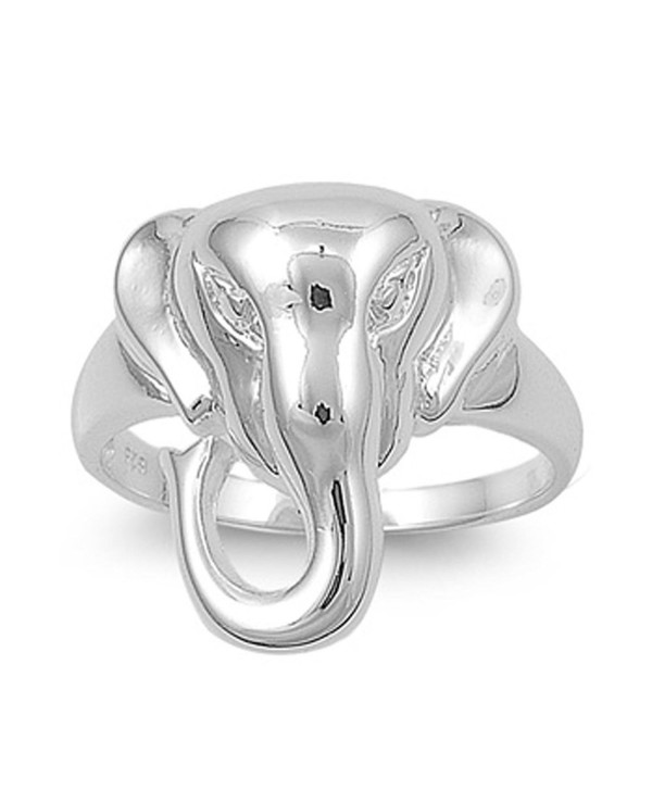 Sterling Silver Women's Elephant Fashion Ring Polished 925 Band 19mm Sizes 5-10 - CT11GQ40X21