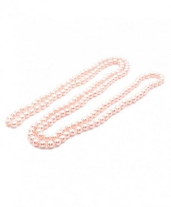 JSEA 57'' Length 8mm Simulated Glass Pearl Long Necklace Multi Layer Statement Necklace Women - Pink - CL182E0MH38