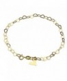 18k Gold-Flashed Sterling Silver Flat Heart Link Charm Anklet Italy Adjustable - C711JA780EN