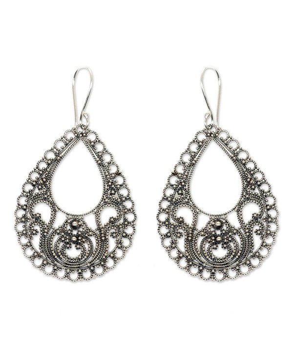 NOVICA .925 Sterling Silver Filigree Dangle Earrings- 'Bali Glam' - CW127QZQPYD