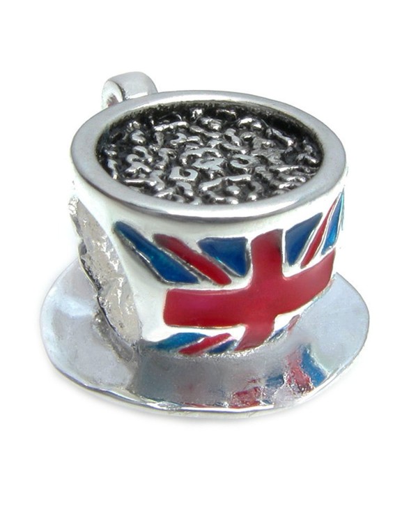 Sterling Silver British Tea Cup Flag Enamel European Style Bead Charm - CP11CH5OFVD