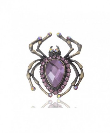 Alilang Amethyst Crystal Rhinestone Violet Enamel Acrylic Cute Abdomen Spider Pin Brooch - CD114NDKRP5