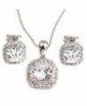FC JORY White Gold GP Crystal CZ Square sets of jewelry earrings and necklaces - CU11JTMOXI7