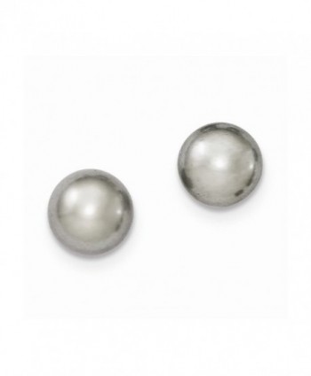 Sterling Silver 9-10mm Grey FW Cultured Button Pearl Stud Earrings - C811T5POWCF