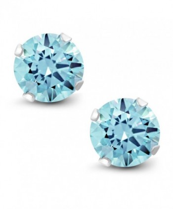 10K White Gold Stud Earrings Set with 6mm 2 cttw Set with Ice Blue Topaz from Swarovski - CP12OHUHG3P