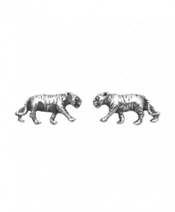 Small Sterling Silver Tiger Stud Earrings - C311GHQDKQJ