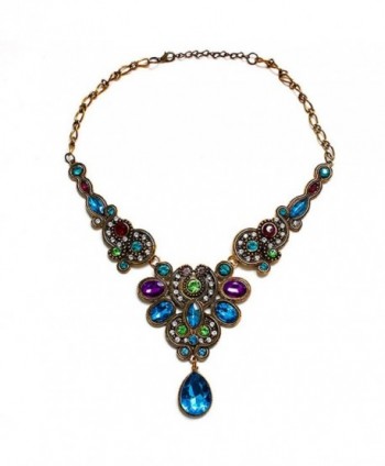 Doinshop Pendant Chain Women Statement Crystal Bib Beaded Collar Necklace Choker - CC120S0AMWD