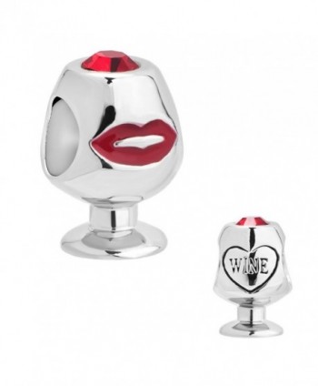 LovelyCharms 925 Sterling Silver Red Lip Love Heart Wine Cup Beads Sale Fit Pandora Charm Bracelets - CY12HUCDTZP