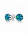 Bling Jewelry Oval Simulated Blue Opal Stud earrings 925 Sterling Silver 8mm - CH11PKHKLKJ