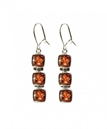 Amber Sterling Silver Square Earrings - CV113QYR83V