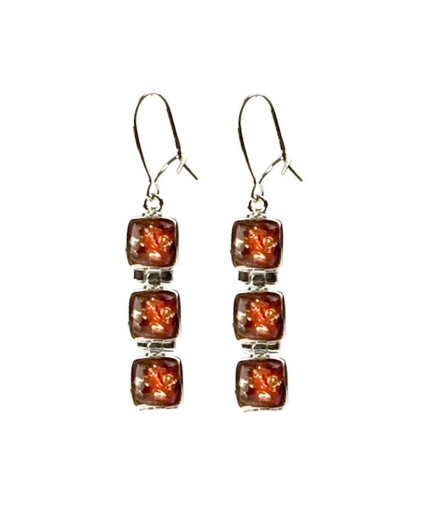 Amber Sterling Silver Square Earrings - CV113QYR83V