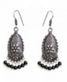 Sansar India Boho Black Beads Ethnic Danglers Drop Jhumki Indian Earrings Jewelry for Girls and Women - C312MAYK581