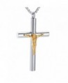 JC9877 Jesus Cross Cremation Keepsake Urn Pendant Necklace for Ashes Funeral Casket Jewelry - Silver and Gold - C81894IX5U6
